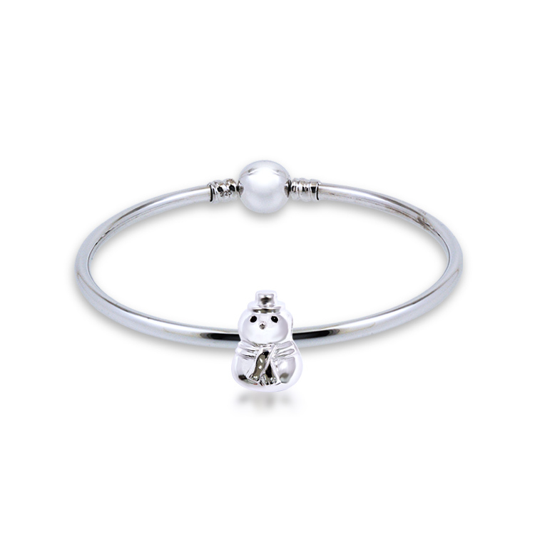 925純銀「snowman 雪人」珠墜+贈白鋼項鍊-SNP0050