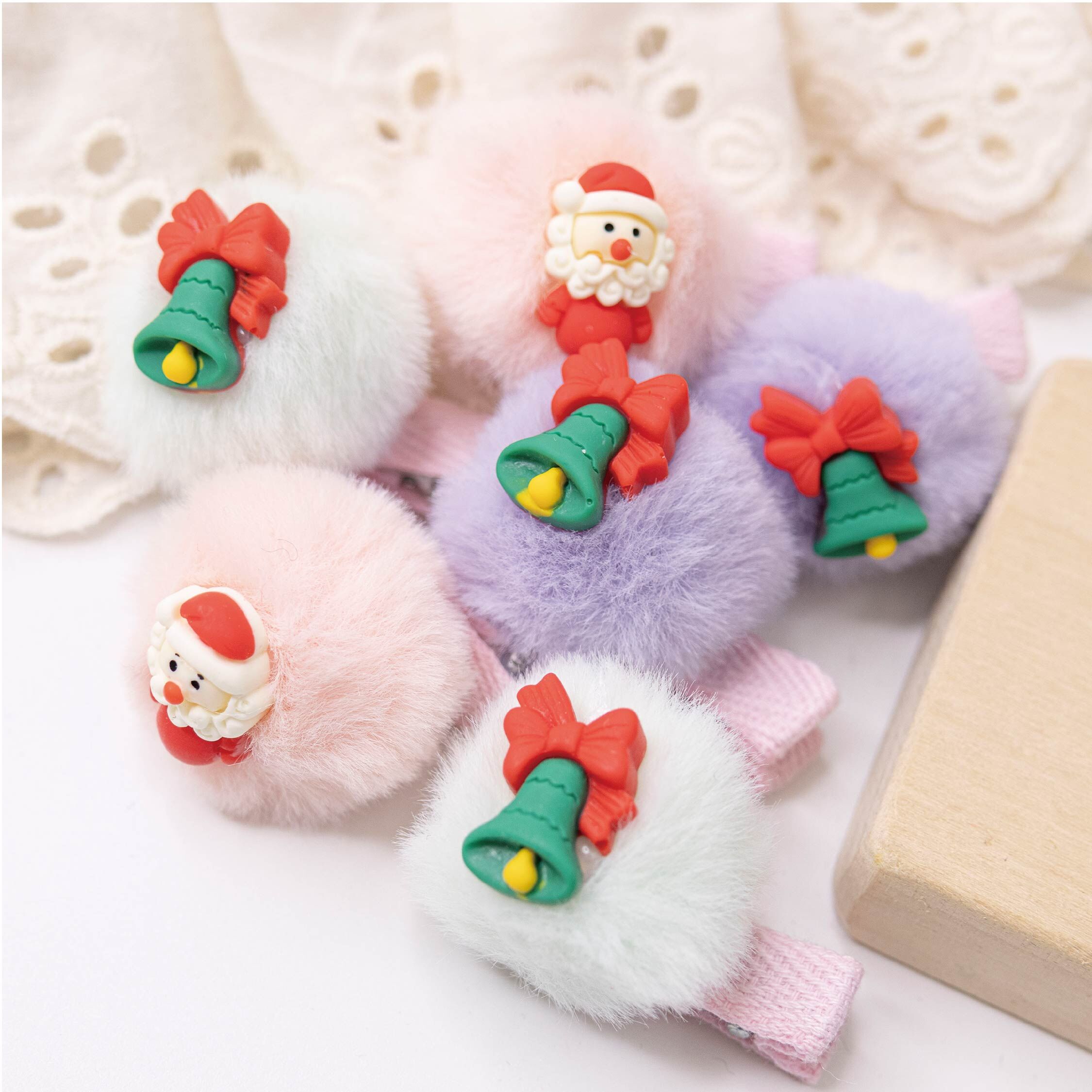 【JA0470】七彩小雪球聖誕髮夾(兩入一組)＊五色