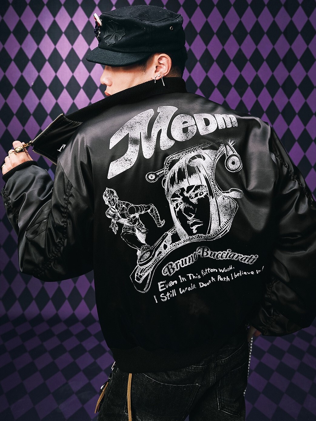 MEDM x JOJO的奇妙冒險 布魯諾·布加拉提印花 雙層 多拉鍊  外套