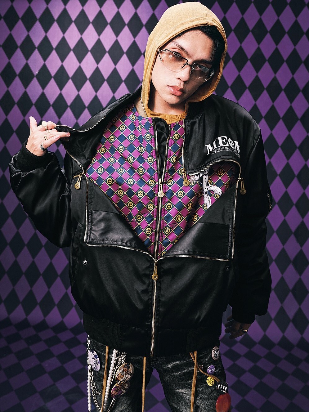 MEDM x JOJO的奇妙冒險 布魯諾·布加拉提印花 雙層 多拉鍊  外套