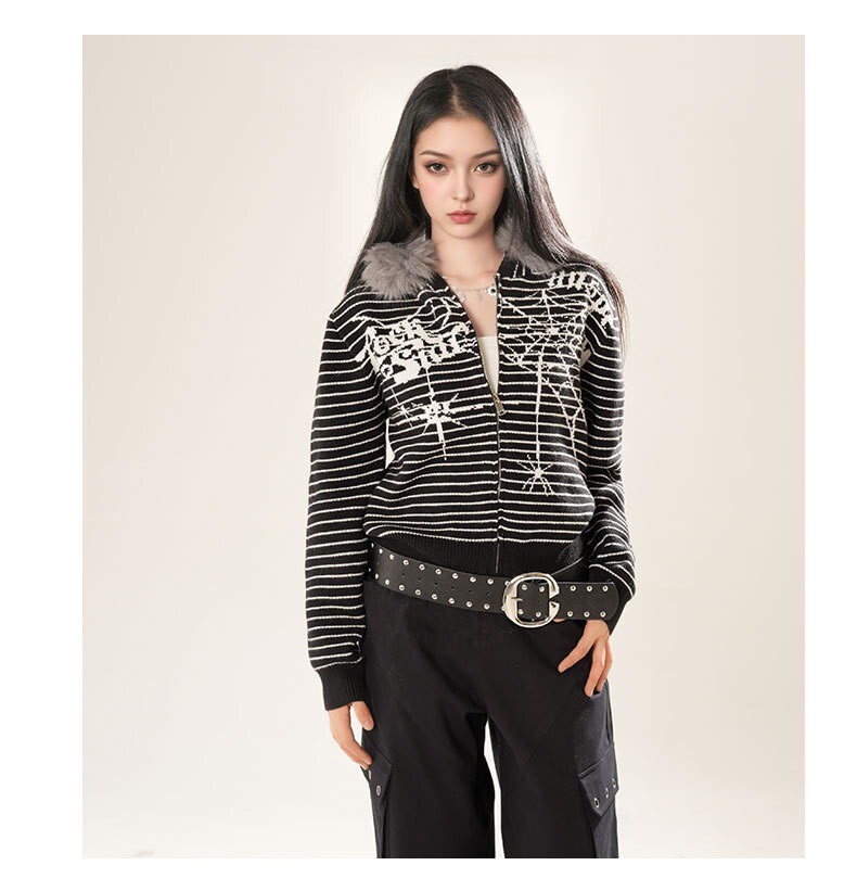 蜘蛛網橫紋外套