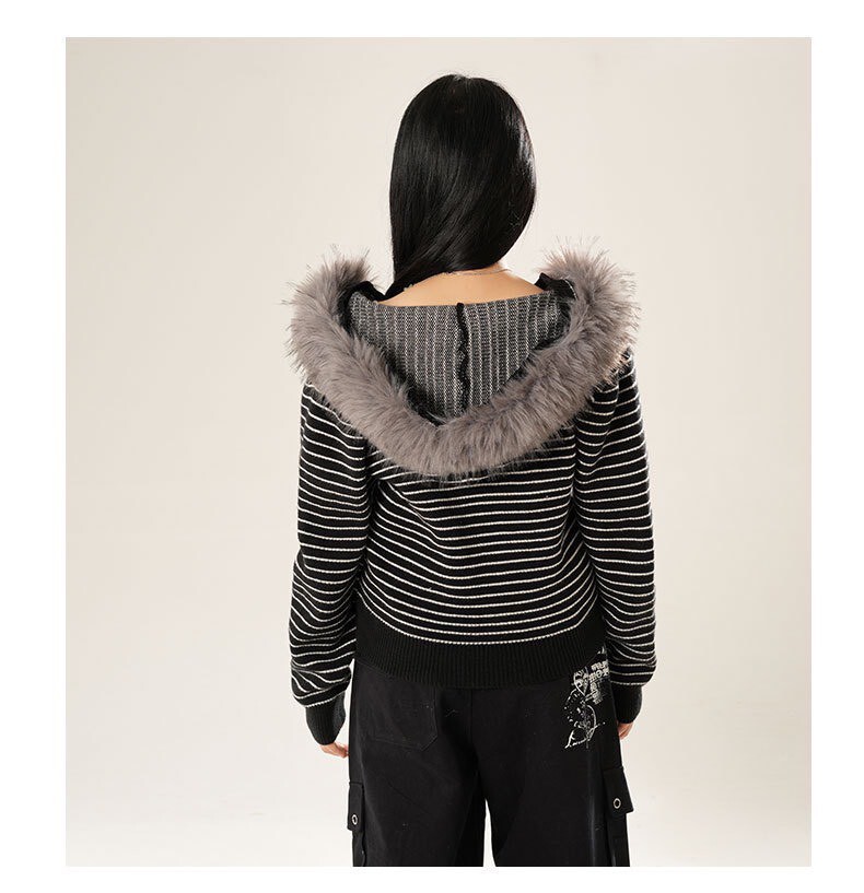 蜘蛛網橫紋外套