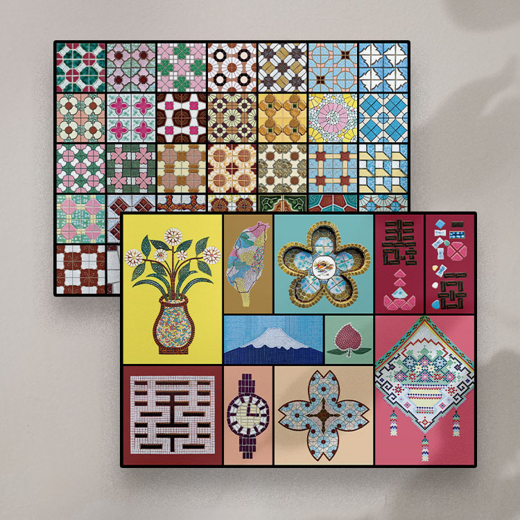臺灣花磚磁鐵組(馬賽克花磚磁鐵/經典花磚拼貼)