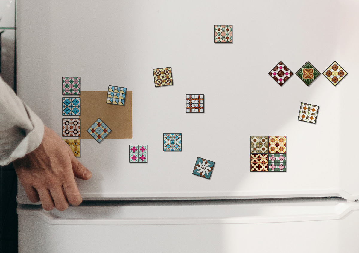 臺灣花磚磁鐵組(馬賽克花磚磁鐵/經典花磚拼貼)