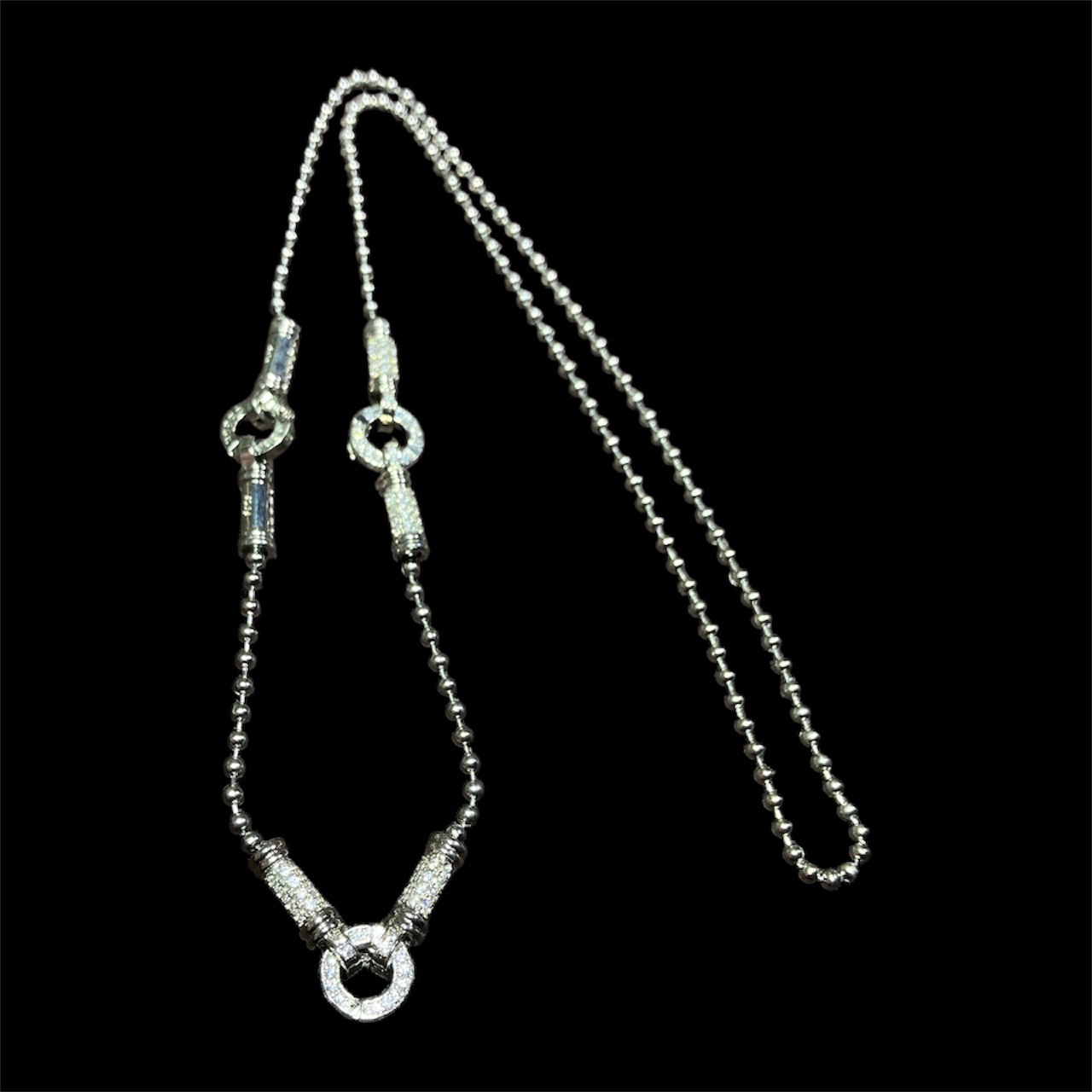 251201 - D52 925銀銀色三掛珠鏈頸鏈 （預訂約2星期）