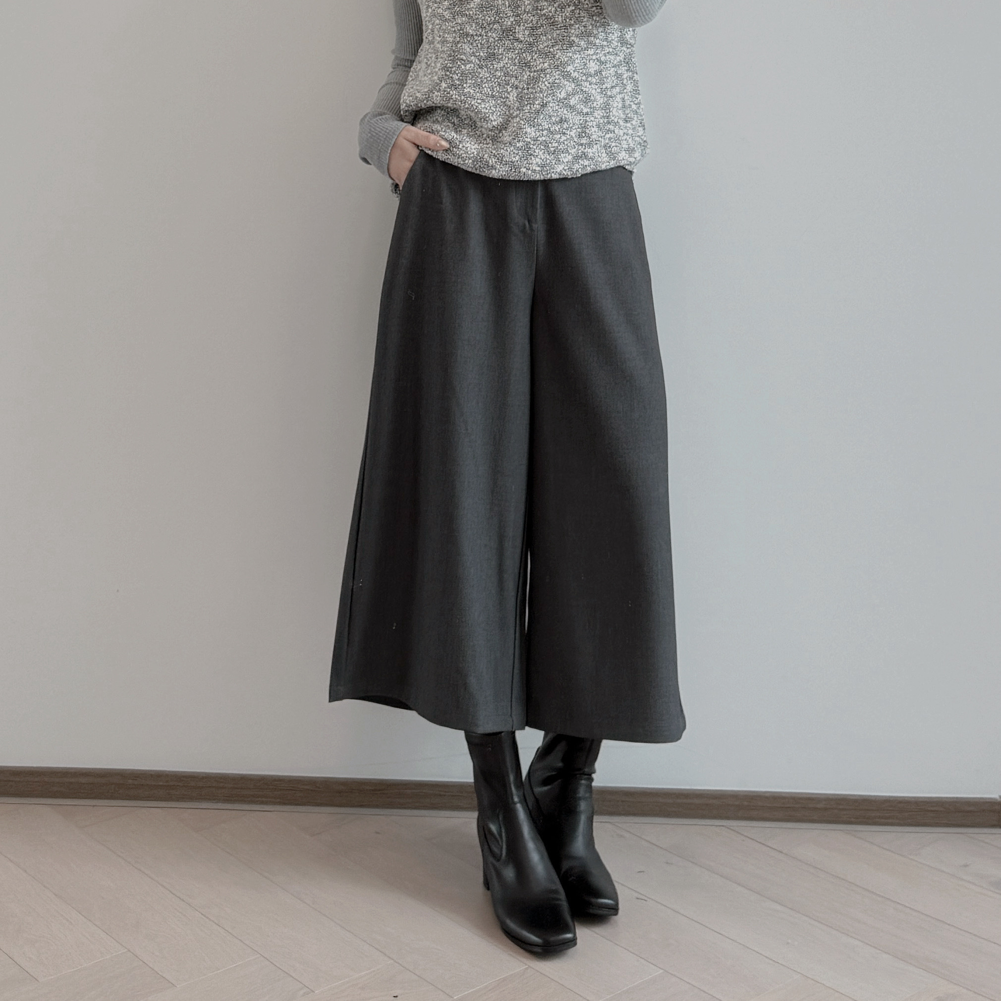 現貨 7326 深灰八分西裝闊腳褲