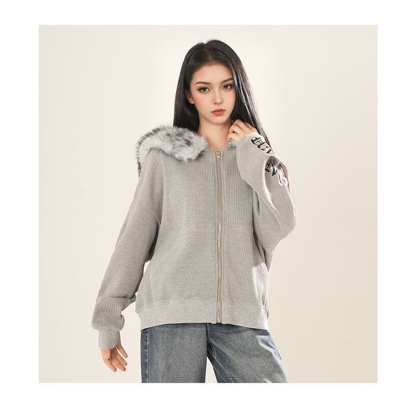 華夫格拉鏈外套