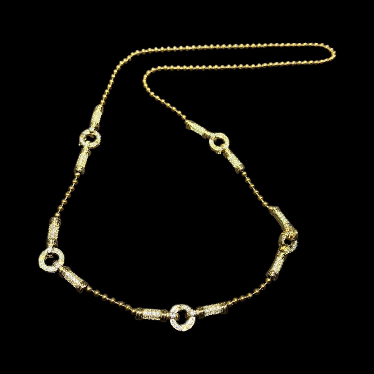 251201 - D55 925銀金色五掛珠鏈頸鏈 （預訂約2星期）