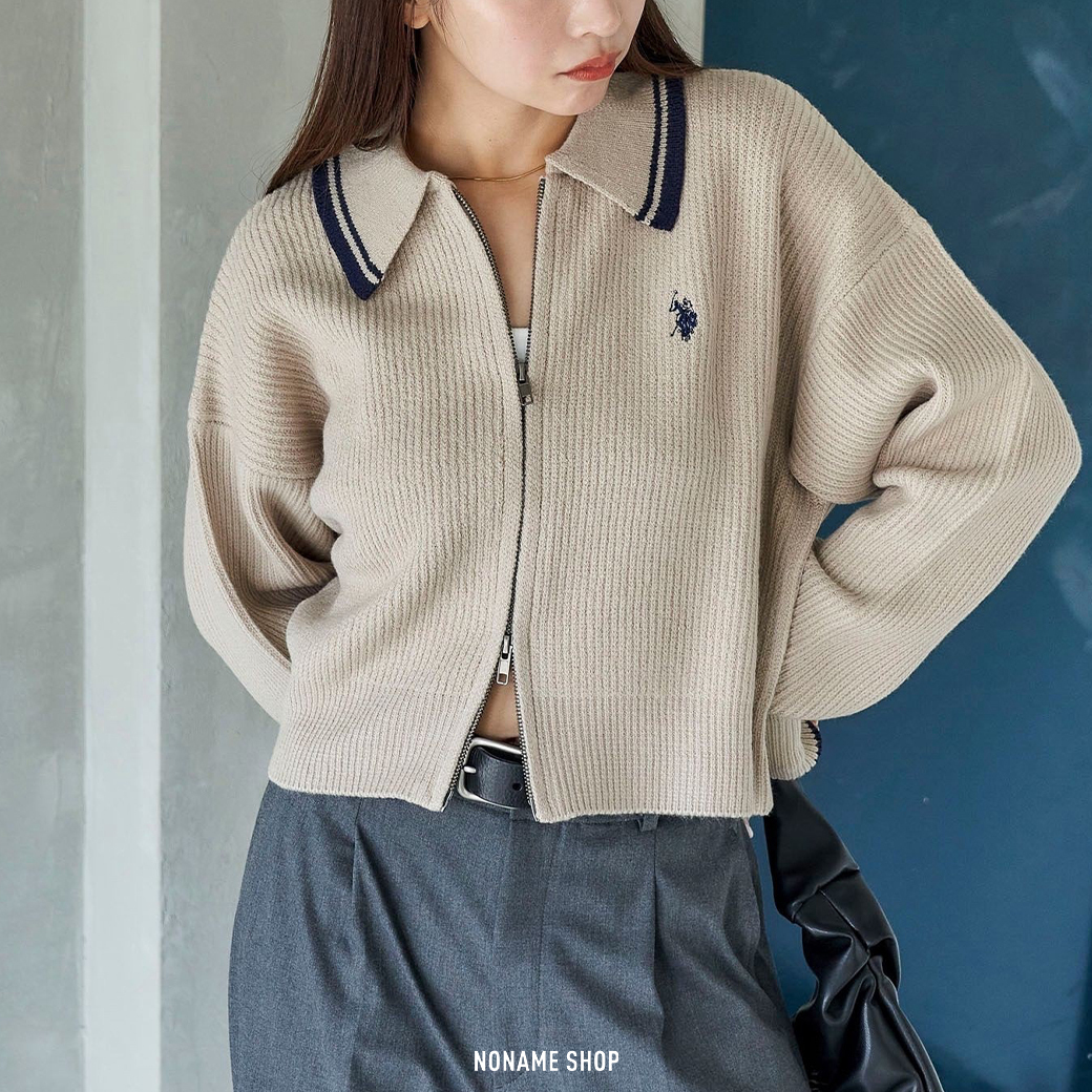U.S. POLO ASSN. x PUBLUX 限量發售 翻領 雙拉鍊 針織衫 四色 (女款)