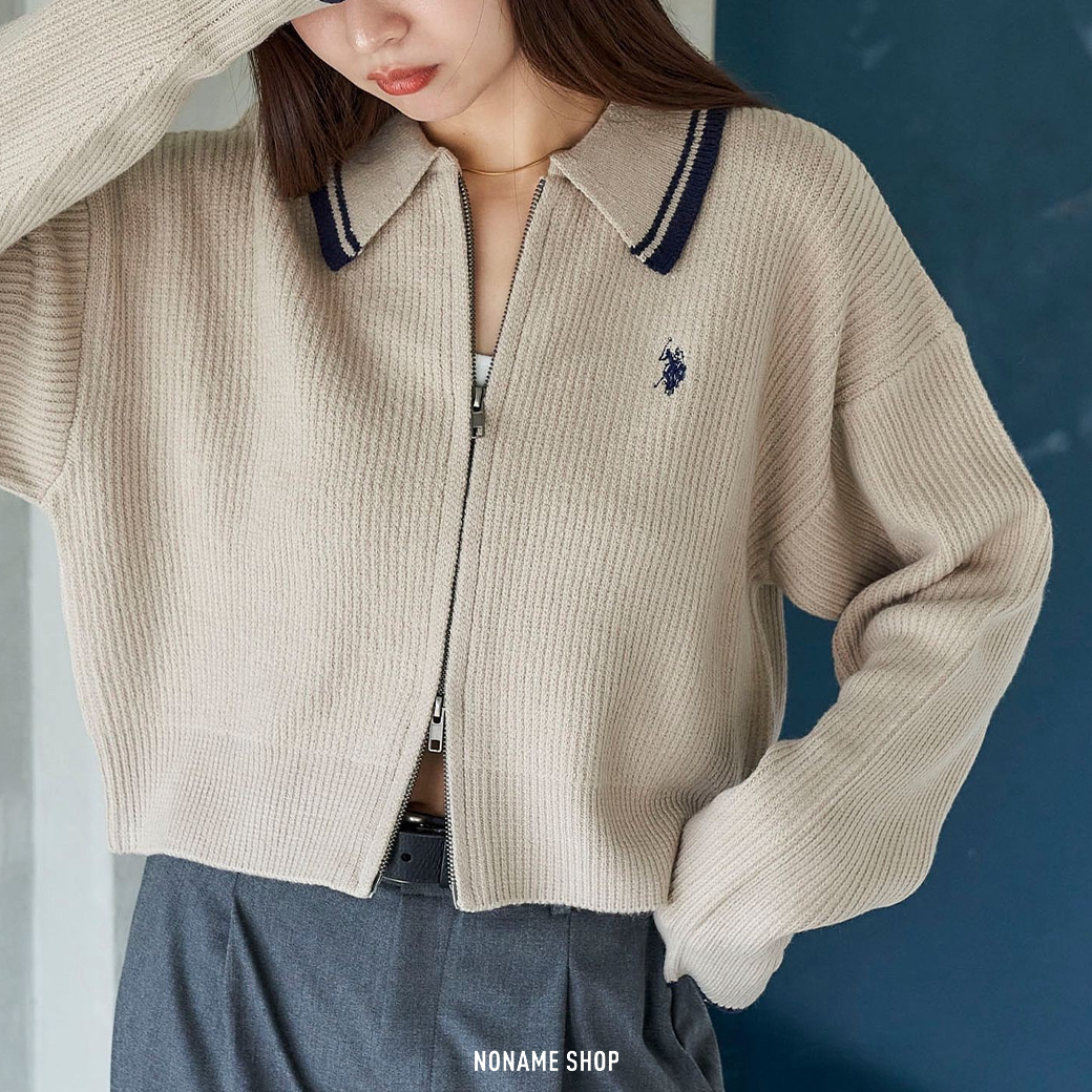 U.S. POLO ASSN. x PUBLUX 限量發售 翻領 雙拉鍊 針織衫 四色 (女款)
