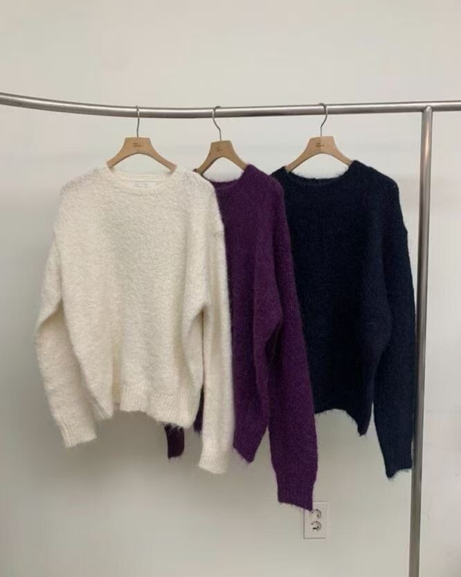 BM5308 寬鬆毛絨圓領毛衣