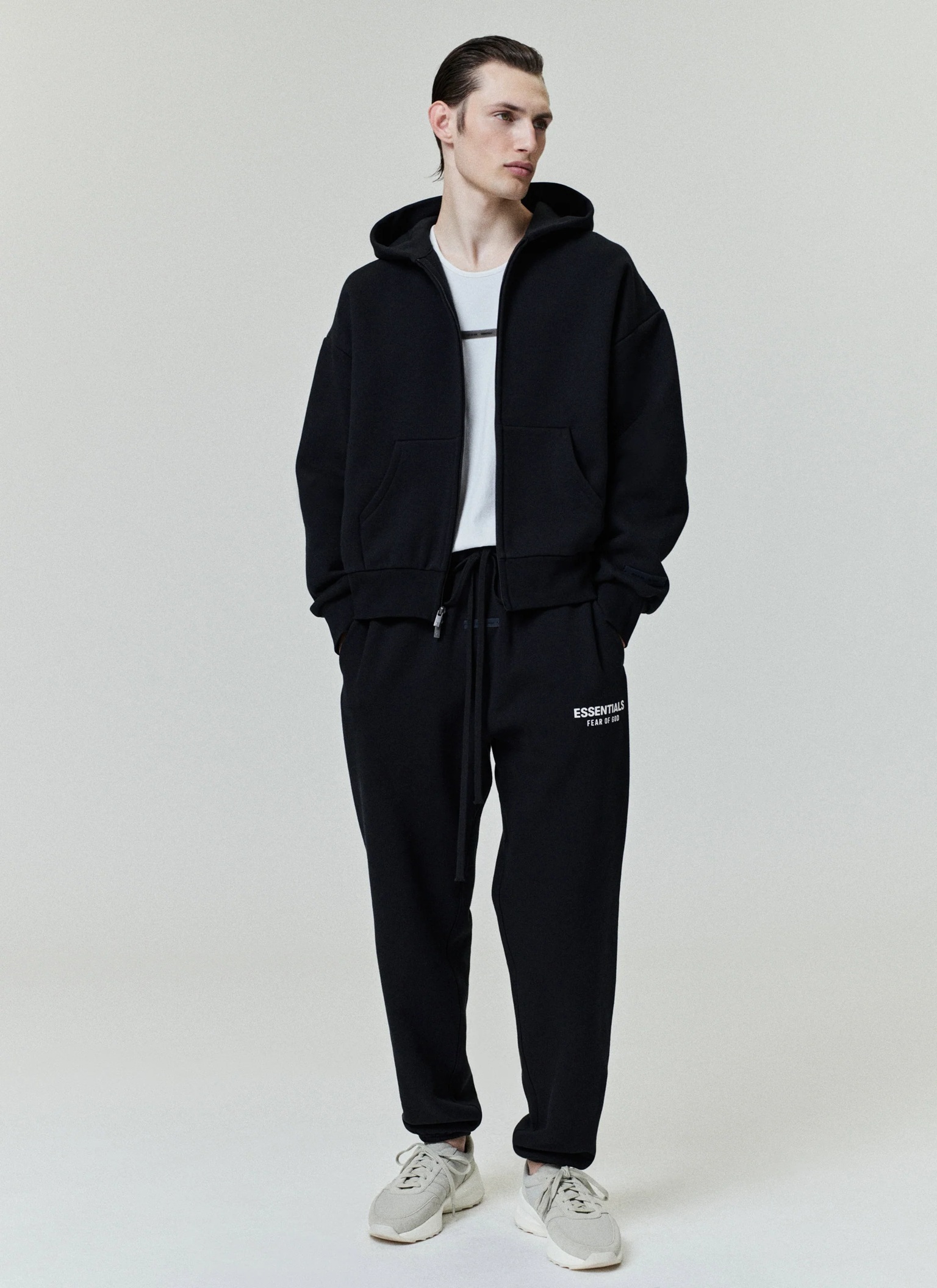 Fear Of God Essentials Classic Full Zip-Up Hoodie | Bla