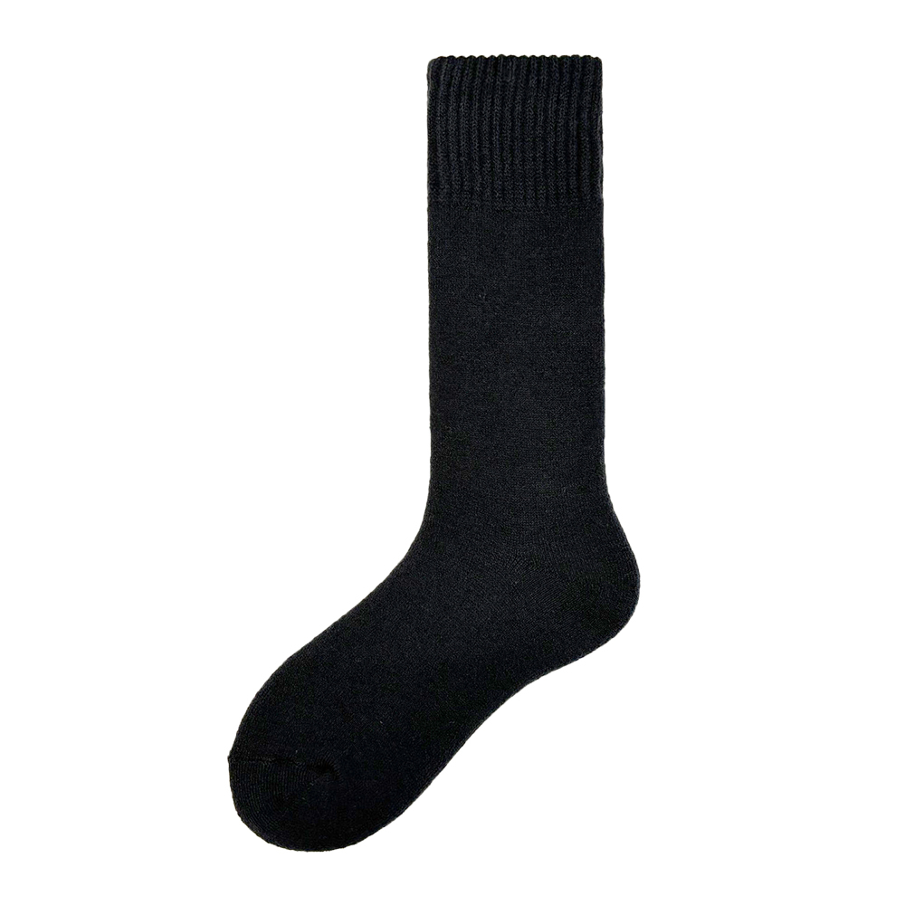 【加厚款】Santé 台灣 羊毛中高筒磨毛絨襪 男款 (黑) 44SA1221