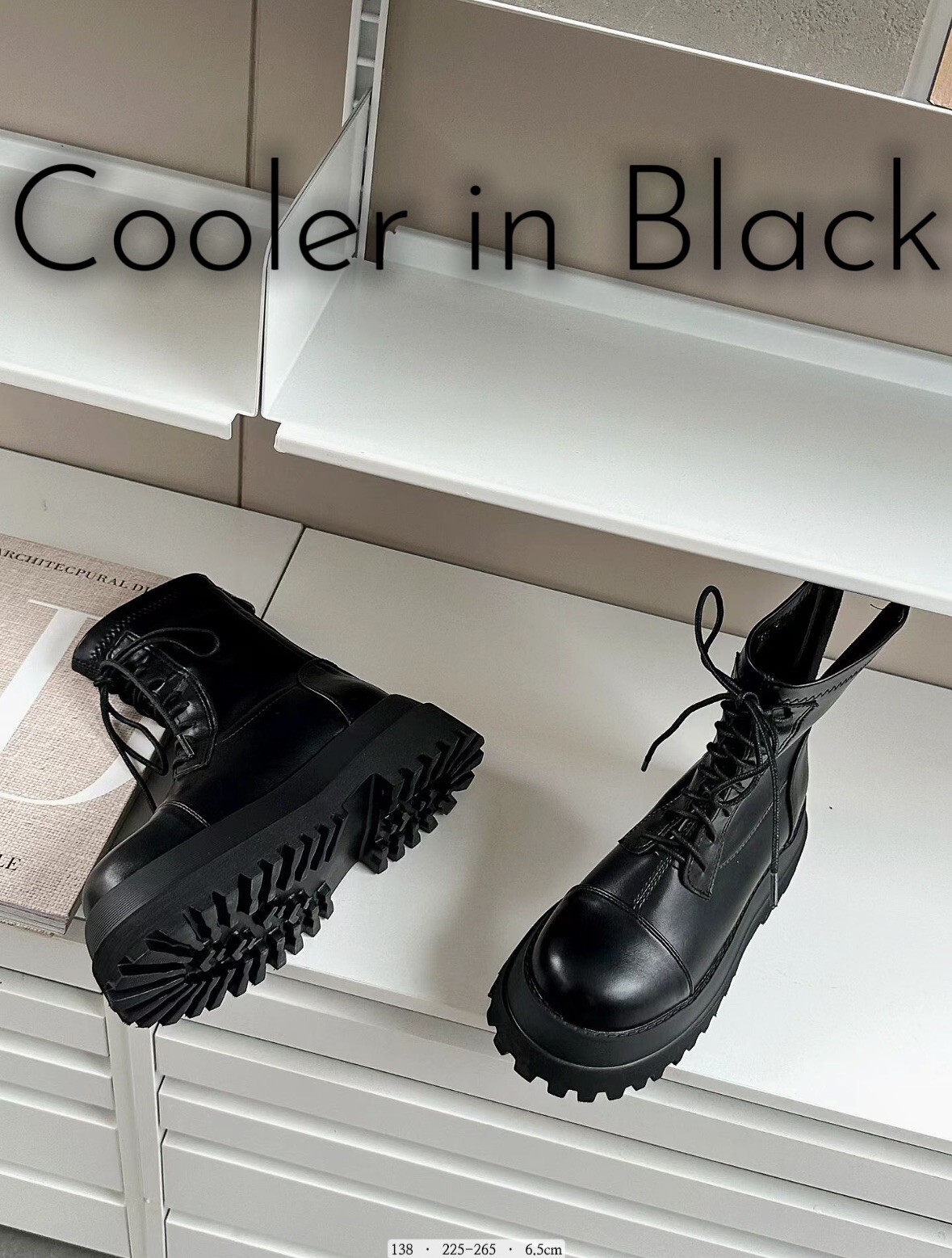 138韓國純色增高鋸齒綁帶軍靴