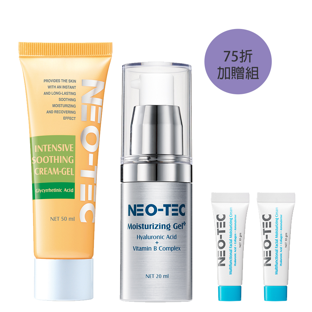 (75折加贈組)NEO-TEC 妮傲絲翠 雷射術後黃金期保養組(高效保濕凝露+甘草酸乳霜)