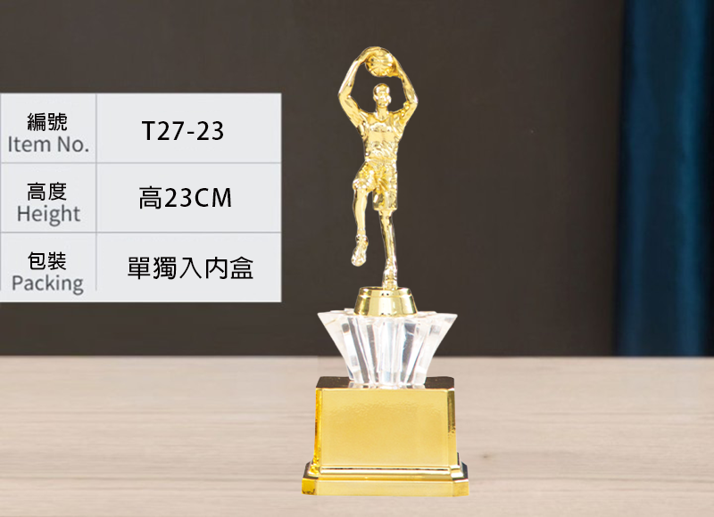 訂製籃球金底獎盃 升級送彩色排版金貼 T27