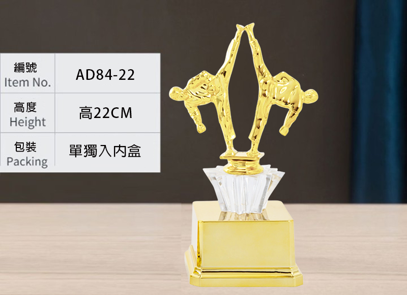 訂製雙人武術金底獎盃 升級送彩色排版金貼 AD84