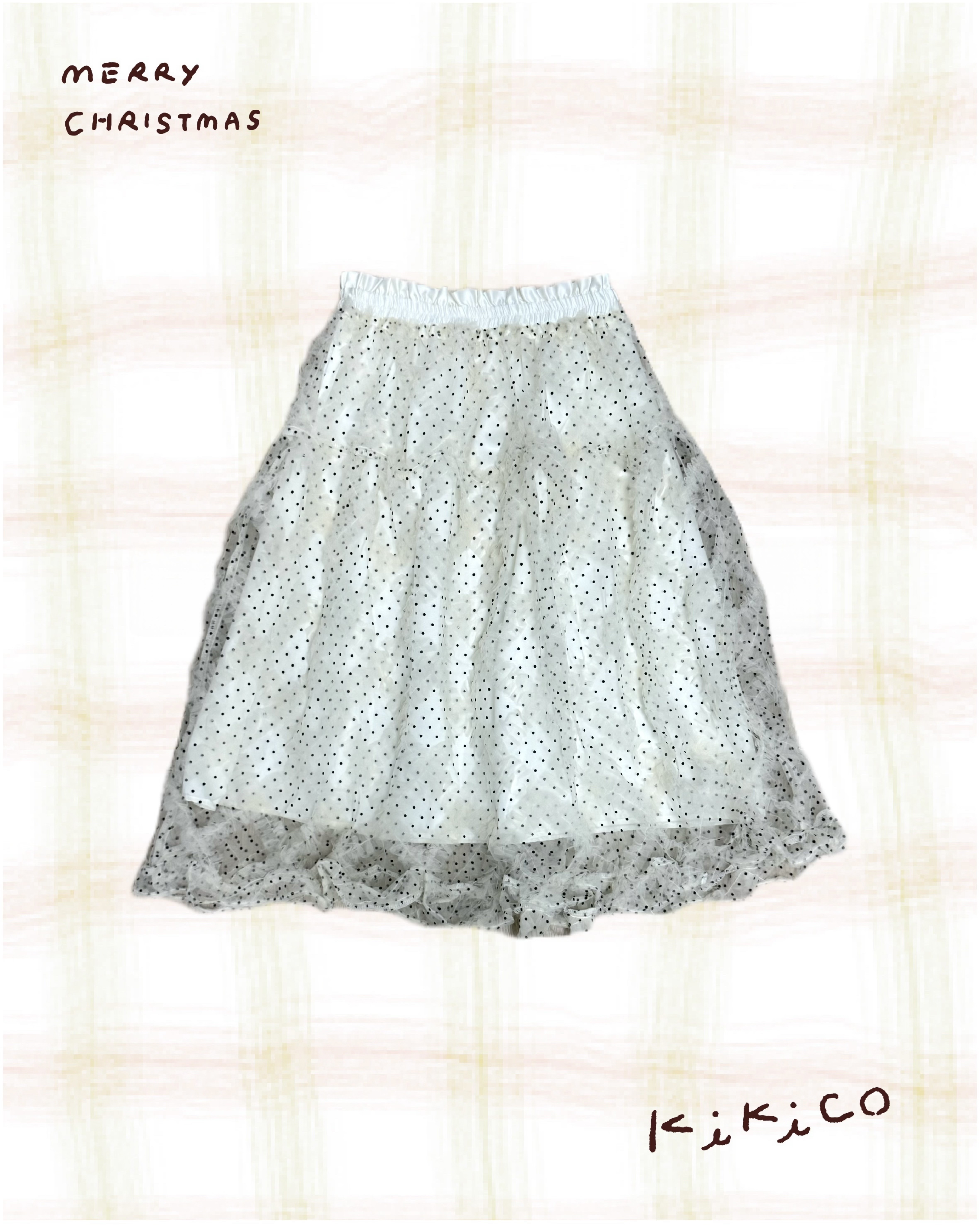 菱形蕾絲邊波點紗半裙