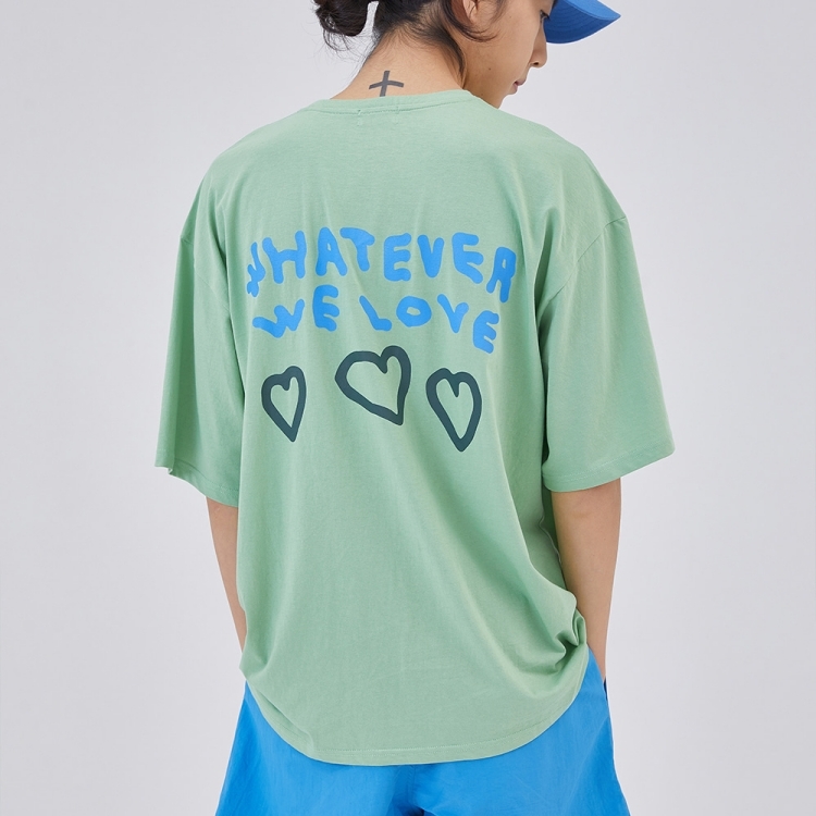 韓國 ooowl 塗鴉文字踢 WE LOVE HEART 淺綠