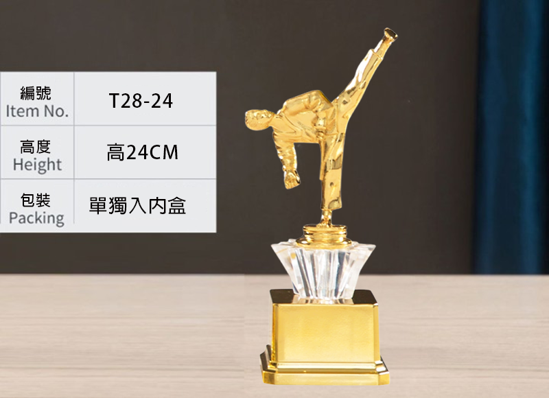 訂製武術跆拳道金底獎盃 升級送彩色排版金貼 T28