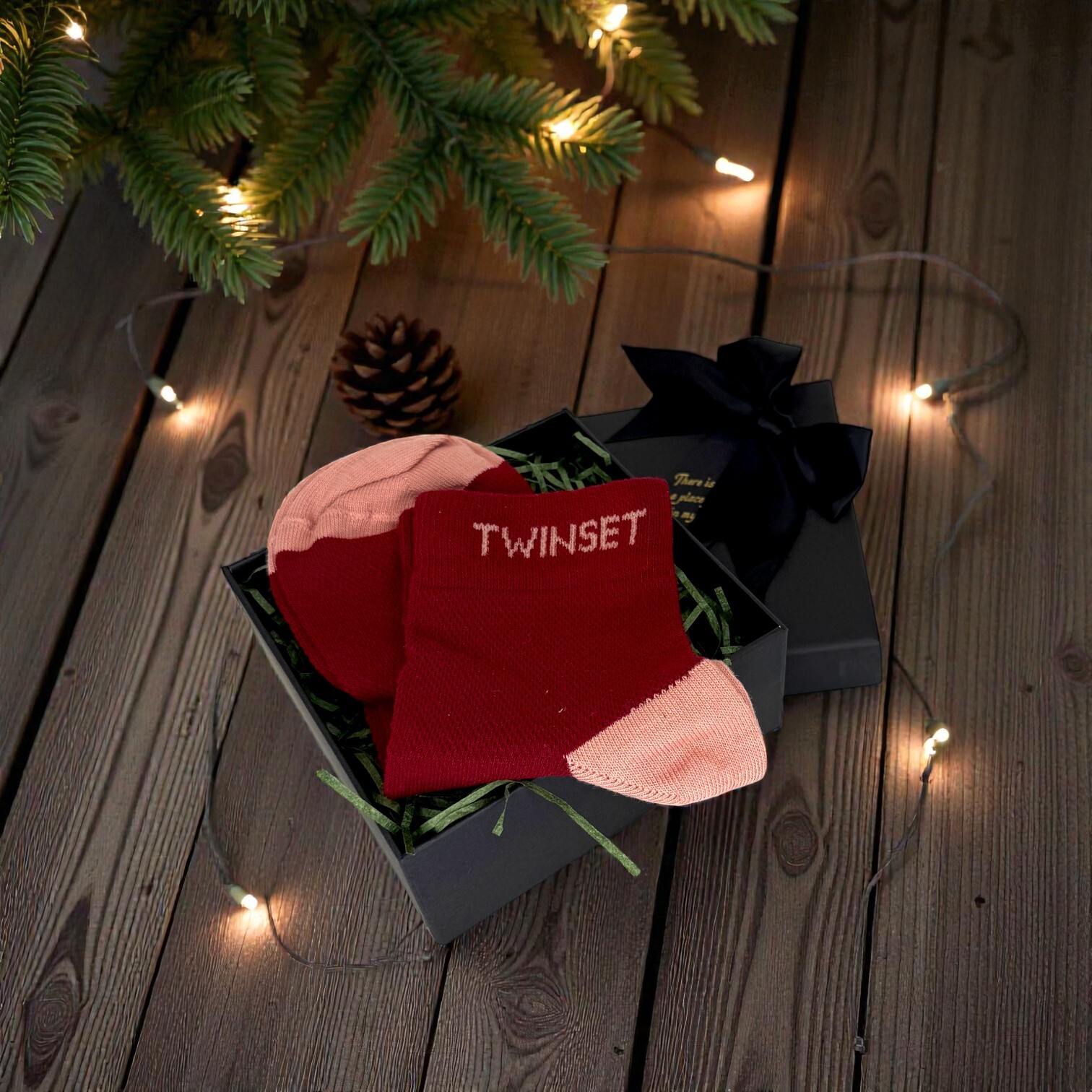 TWIN-SET  LOGO提花短襪(紅)