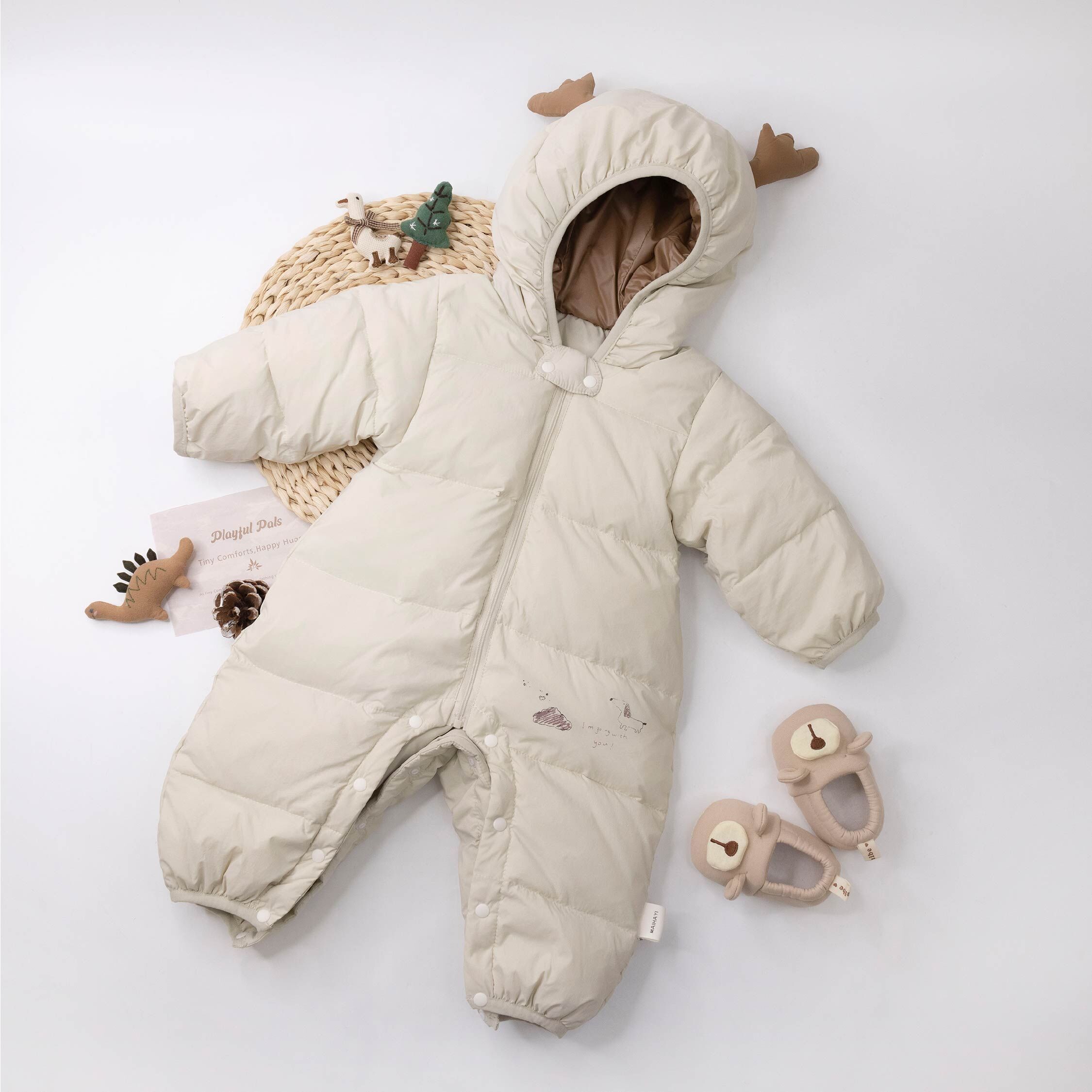 【JG5500】逗趣塗鴉狗狗羽絨連身衣