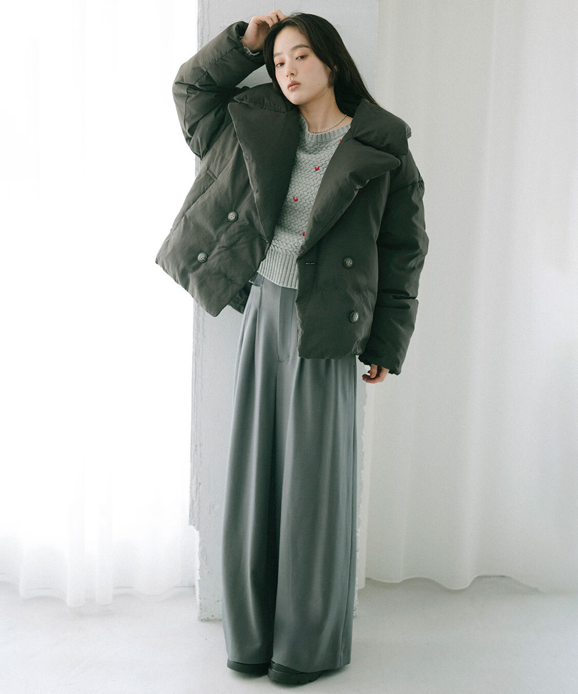 [預購] COCO DEAL 腰封羅紋寬版長褲