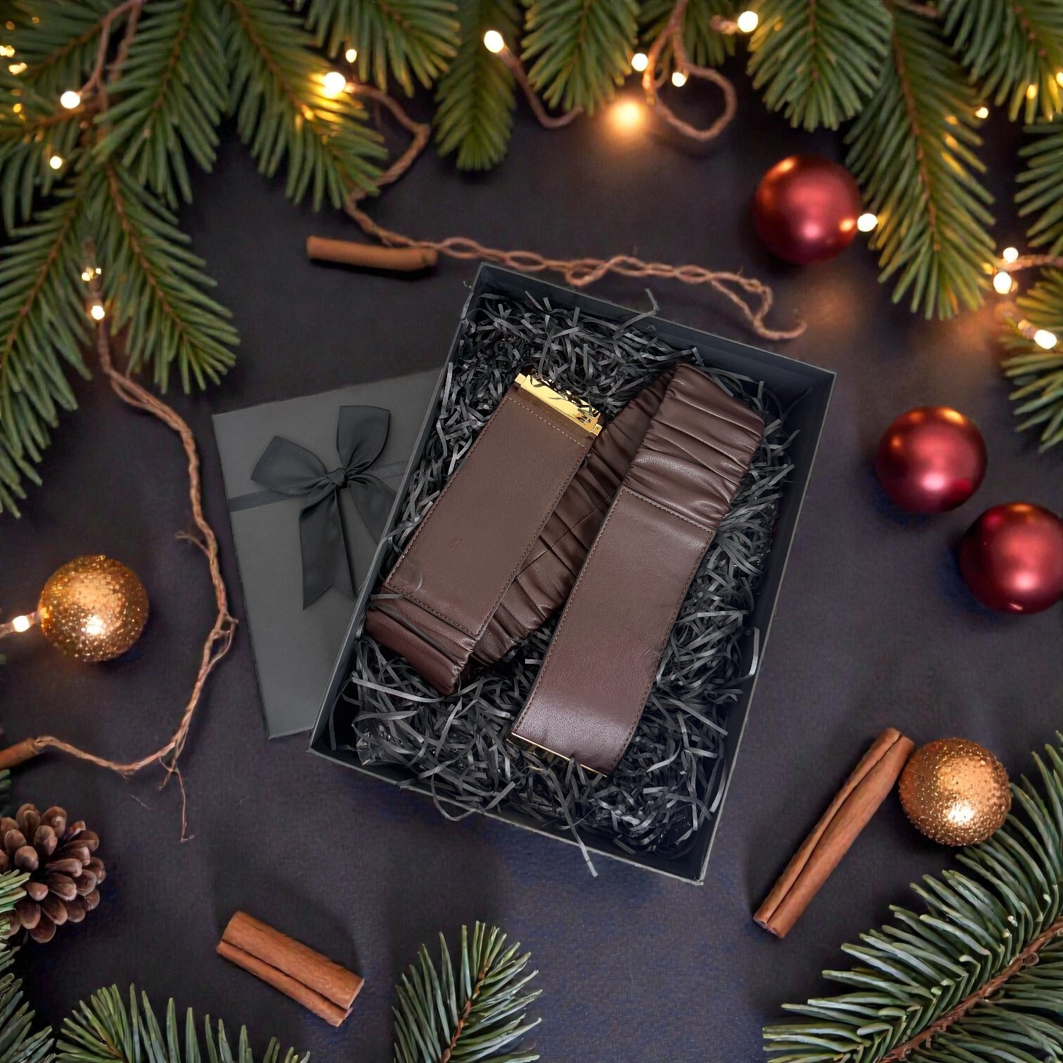 LIVIANA CONTI  皺褶彈性腰帶(咖啡)