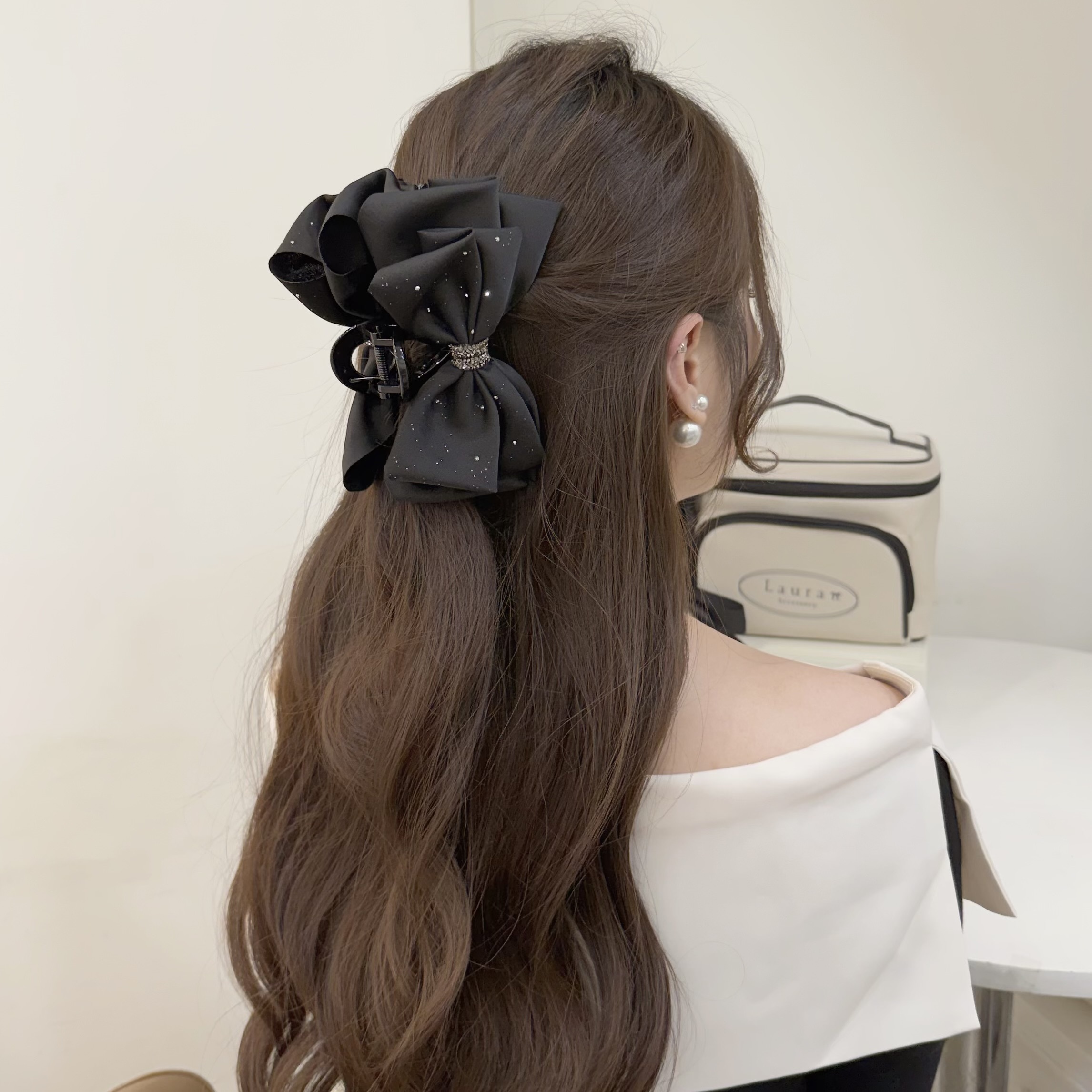 Y108滿天星鑽圈蝴蝶結鯊魚夾