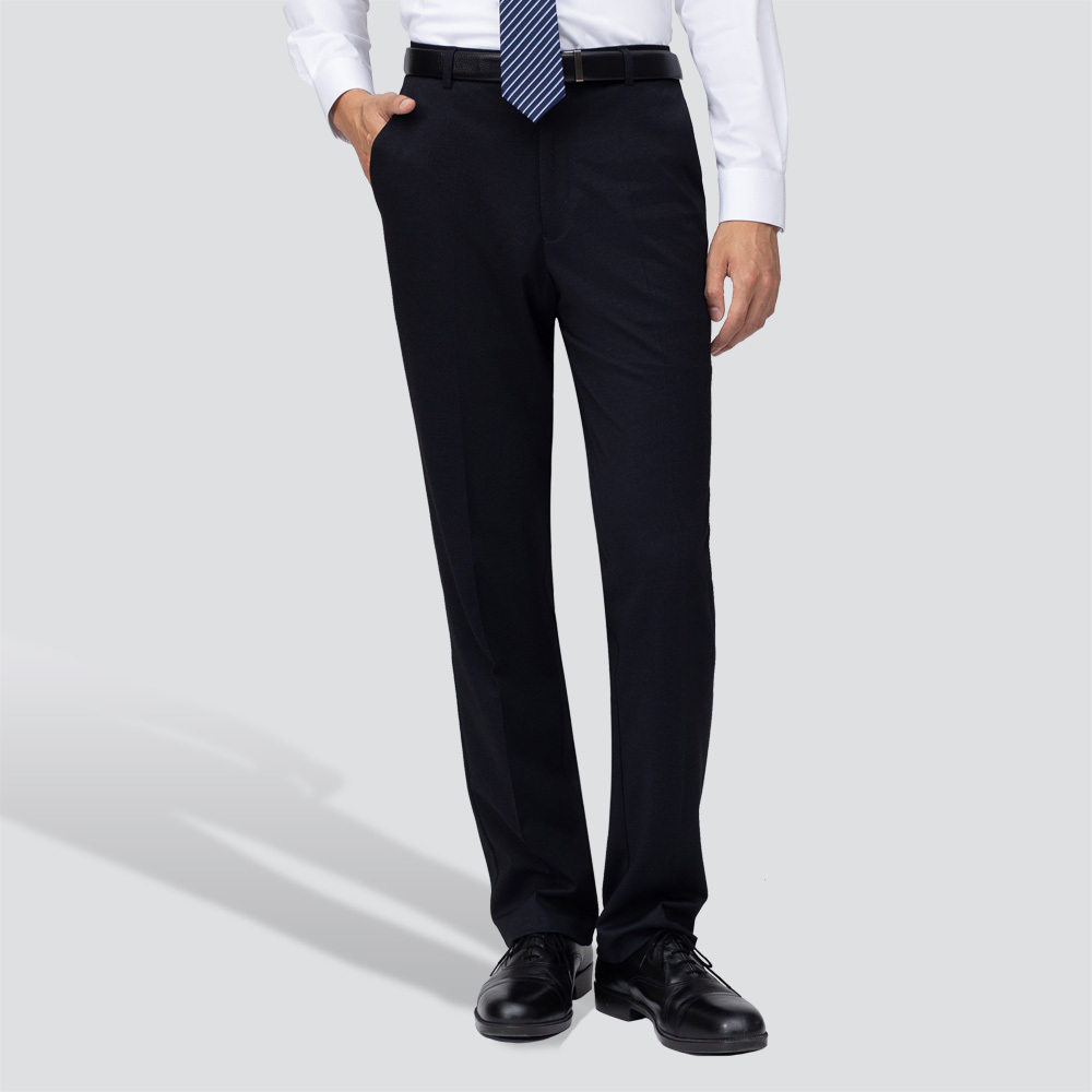 特級彈性保暖平面西褲-黑