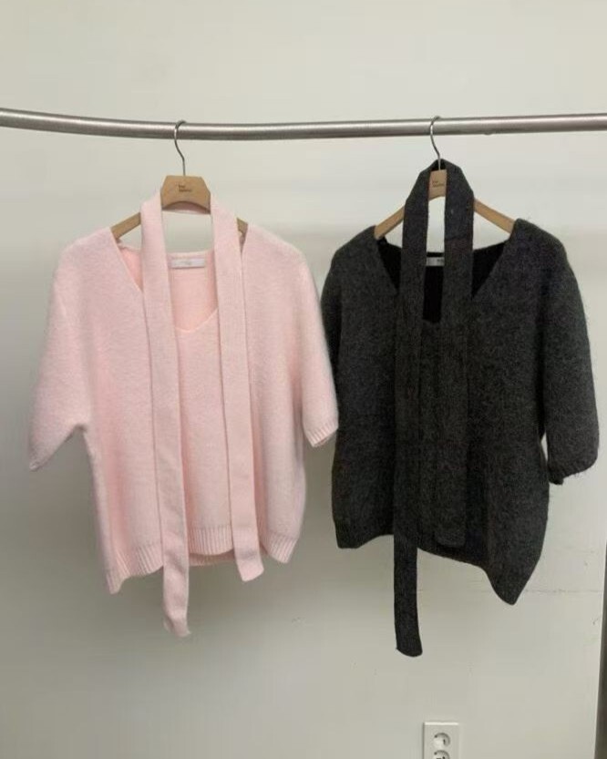 BM5317 領巾V領針織短袖上衣