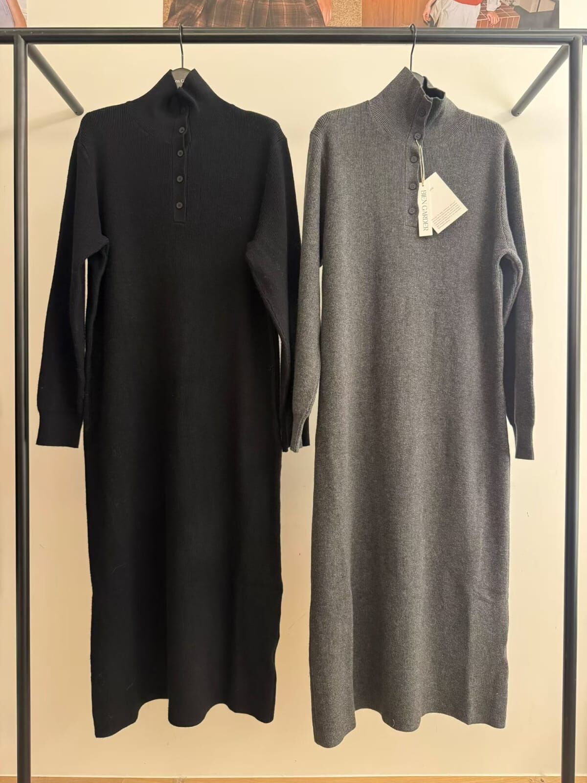 BG5306 長袖紐扣領口長裙