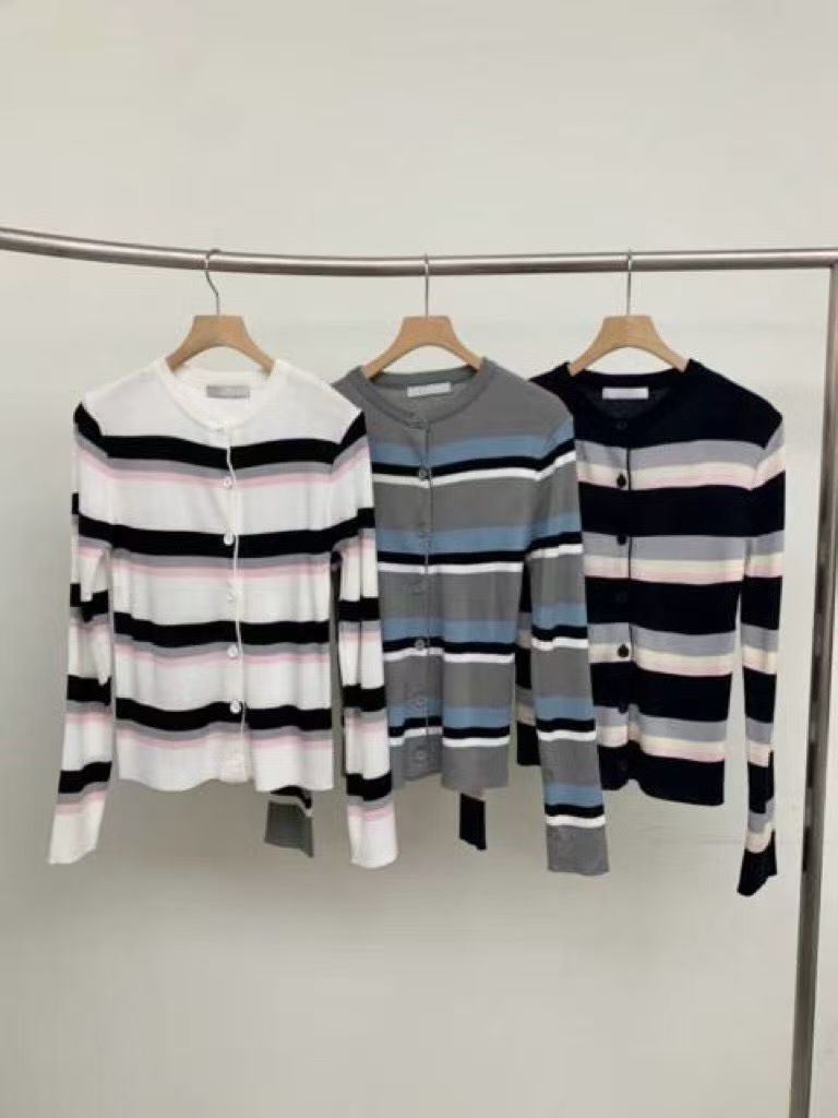 BM5323 拼色條紋長版針織外套