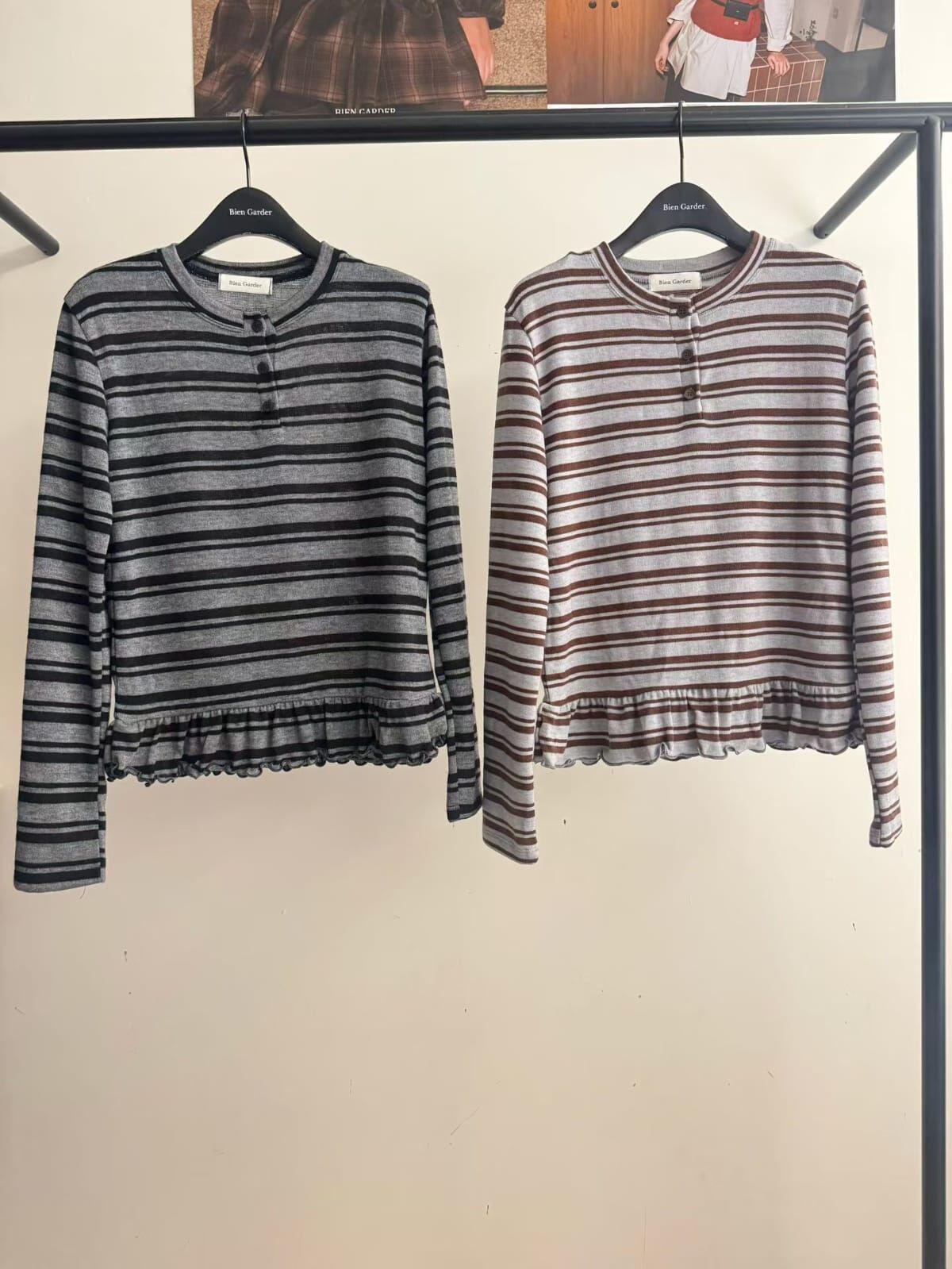 BG5313 紐扣領口荷葉下擺上衣