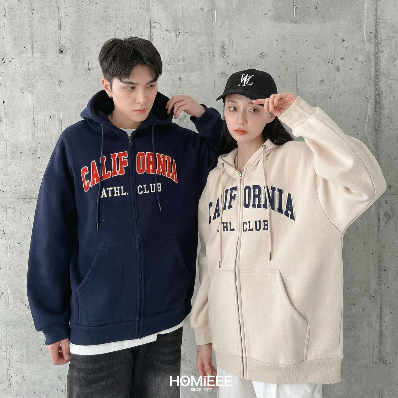 韓版 外套 連帽外套 CALIFORNIA 刺繡 寬鬆 落肩 微刷毛 男女可穿