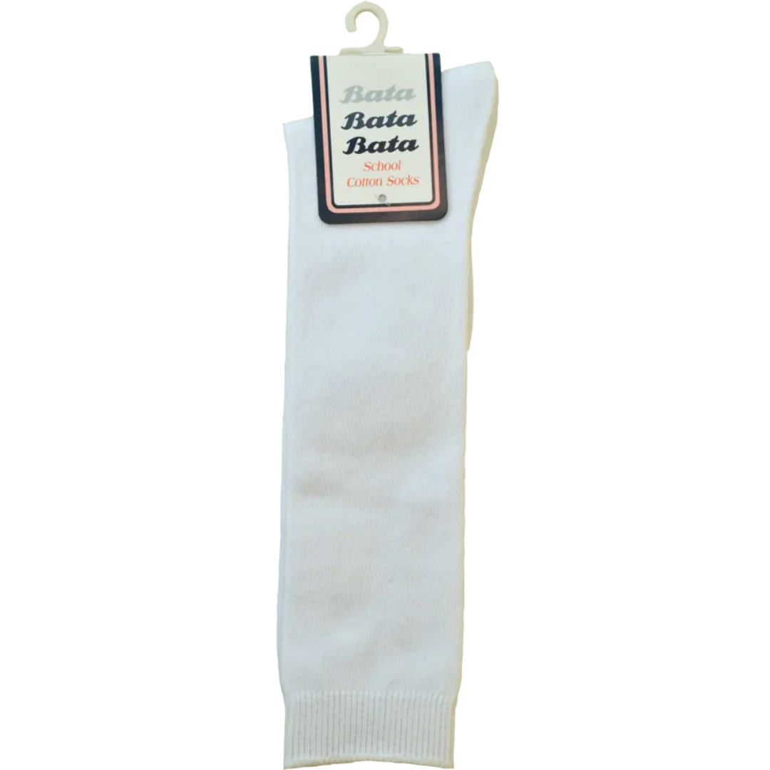 白色光身長筒棉襪