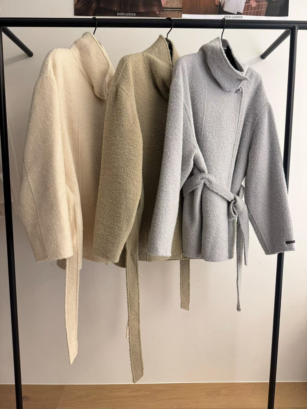 BG5317 高領毛呢綁帶外套