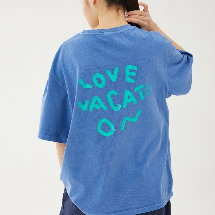 韓國 ooowl 洗舊塗鴉文字踢 LOVE VACATION 藍