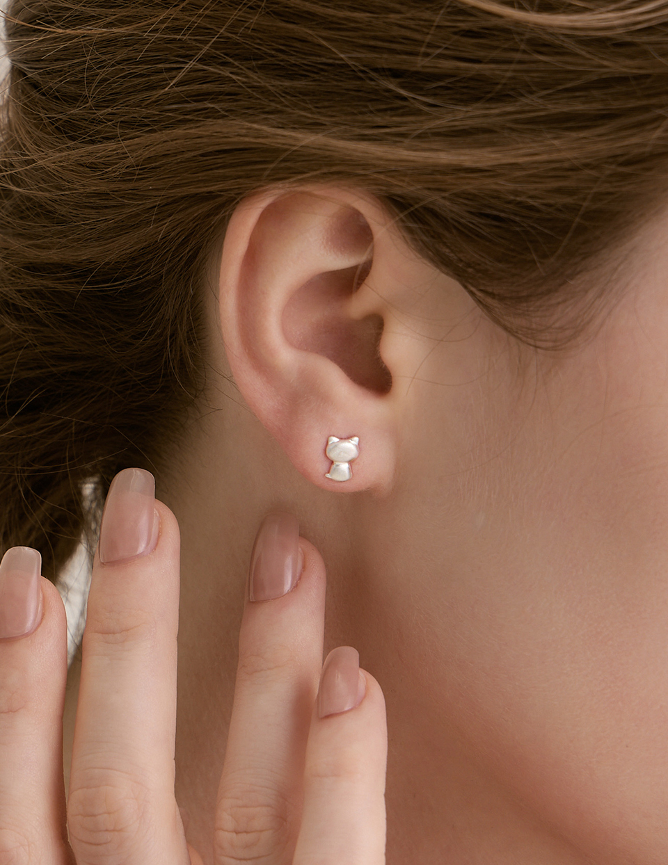 【925純銀】日常百搭小貓。針式耳環