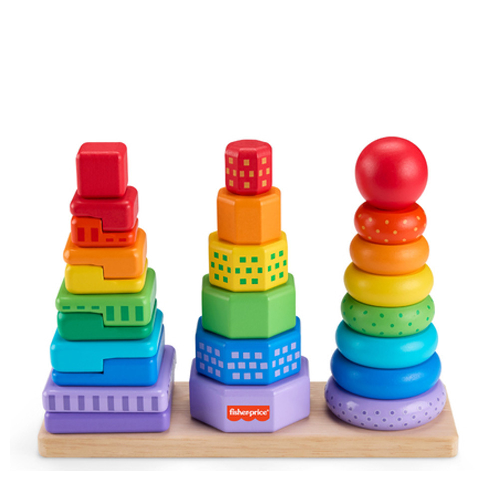 費雪木製形狀分類疊疊樂-3入組