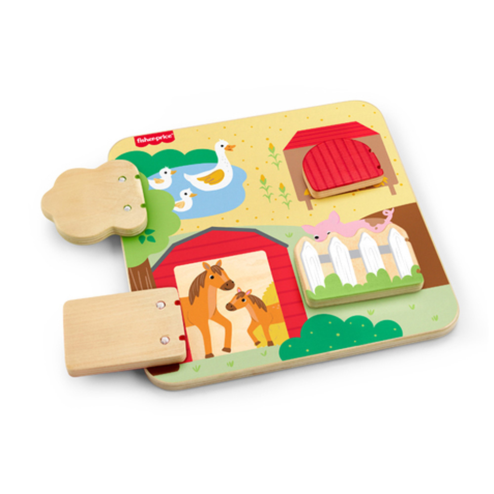 費雪木製農場動物板