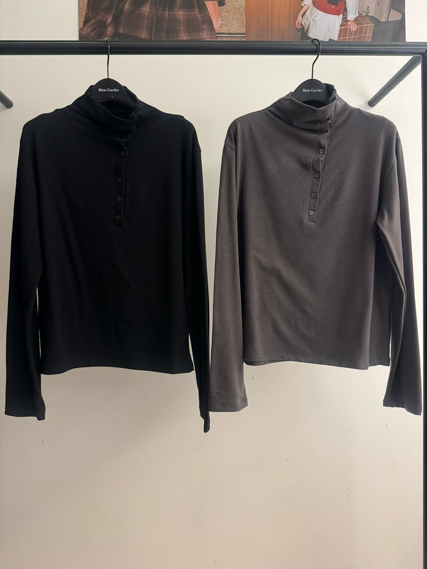 BG5326 高領紐扣領長袖上衣