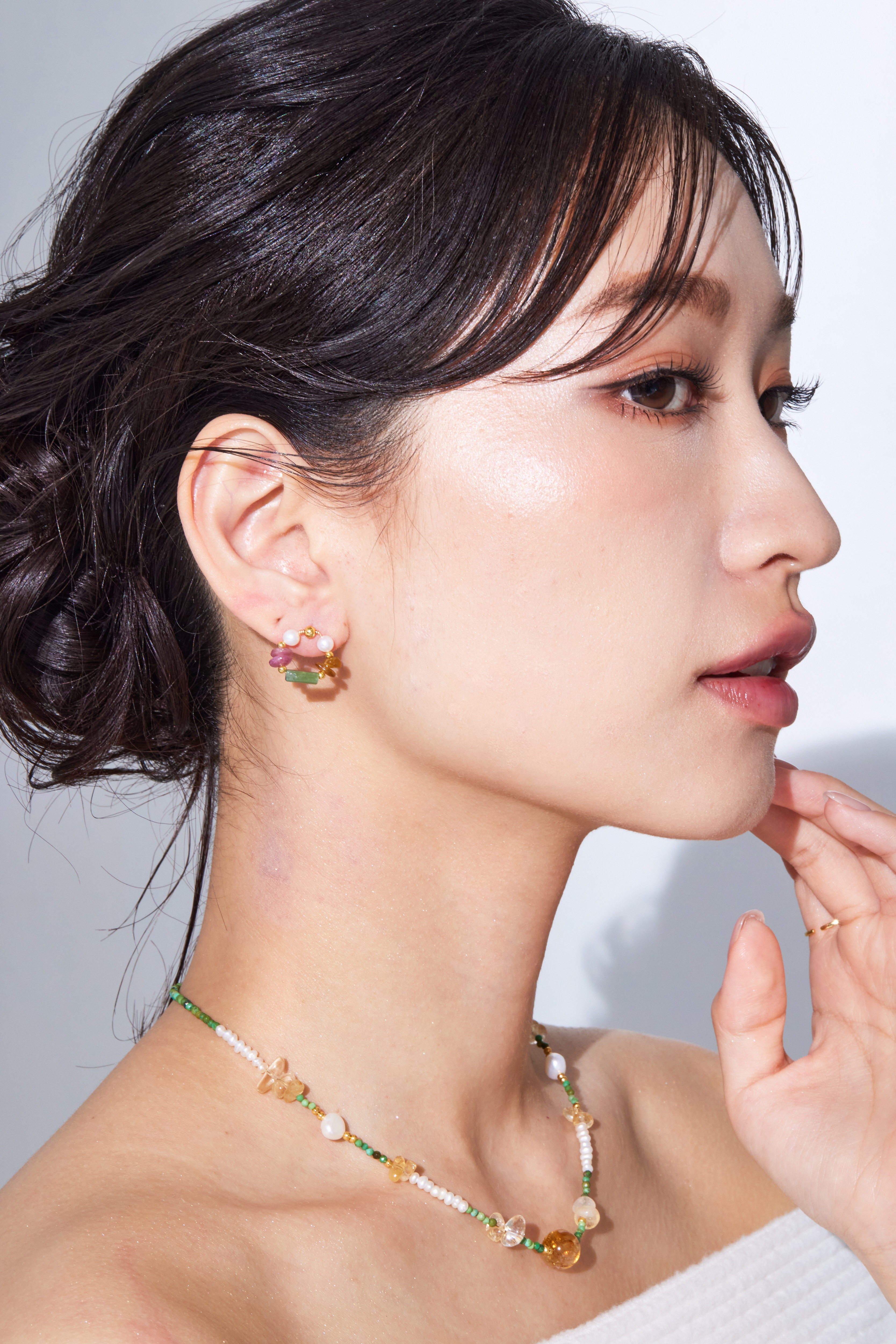 E2493 | 純銀碧璽淡水珍珠耳環