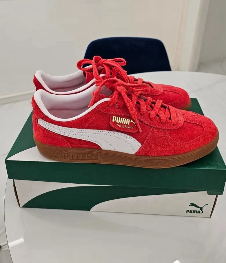【OWN】PUMA PALERMO 休閒鞋 德訓 復古 麂皮 焦糖底 不分男女 紅色