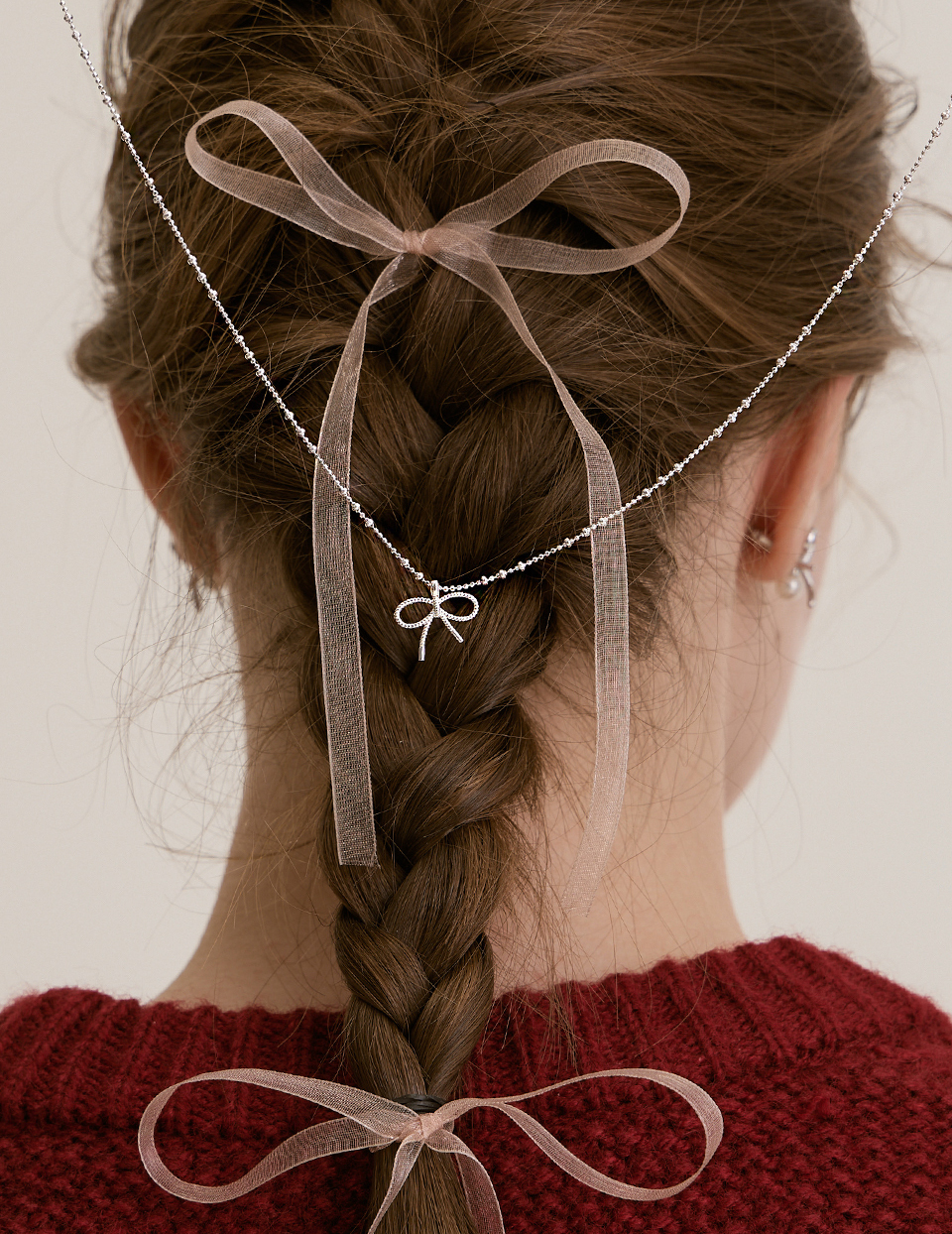 【925純銀】不規則碎銀蝴蝶結項鍊