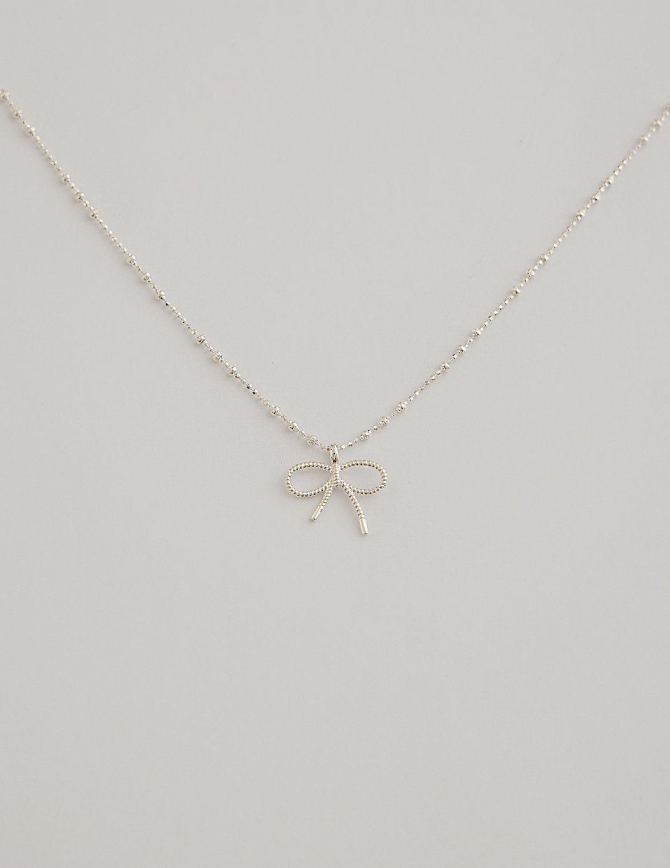 【925純銀】不規則碎銀蝴蝶結項鍊