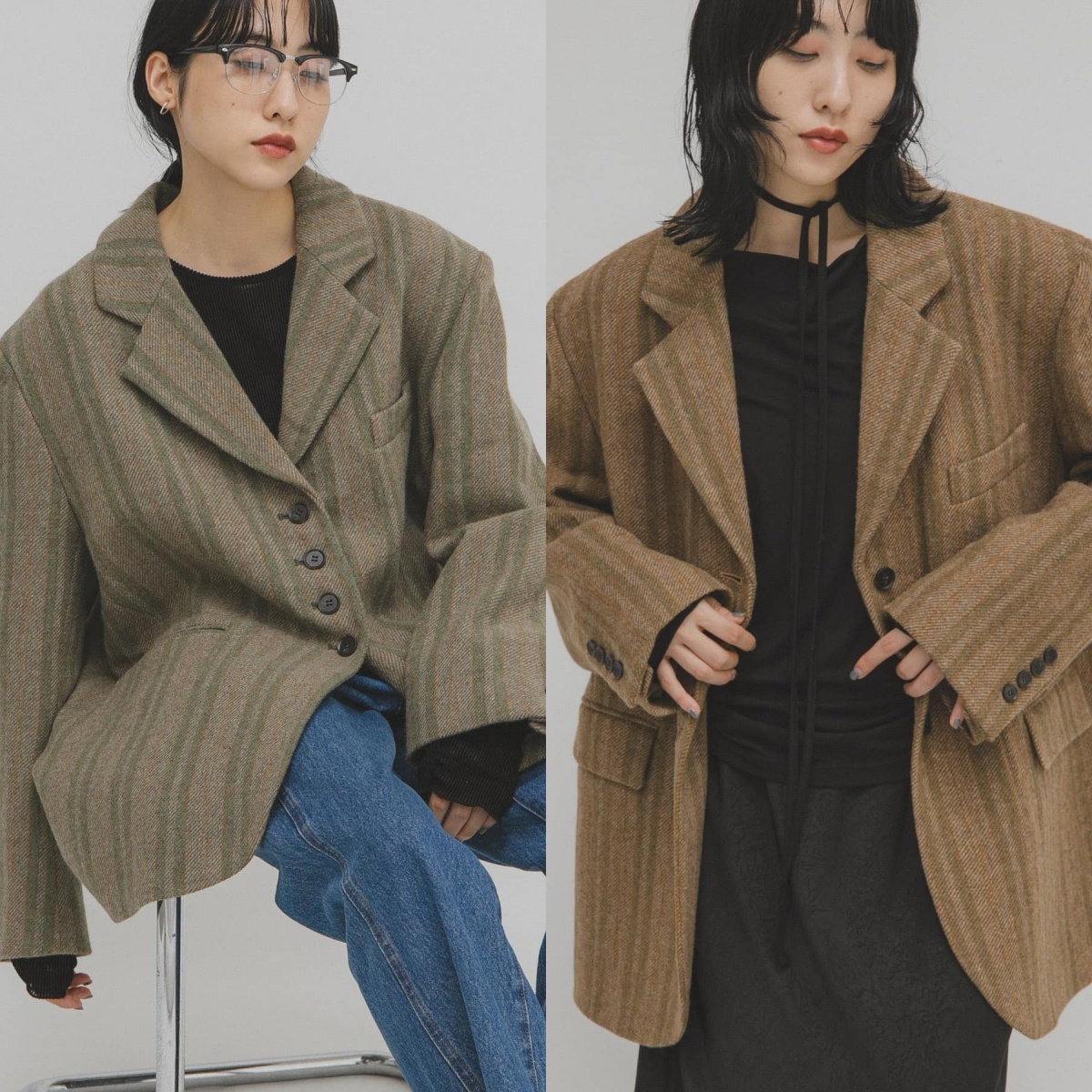 先行特價預購┃日本 KBF 混羊毛 條紋 西裝 外套