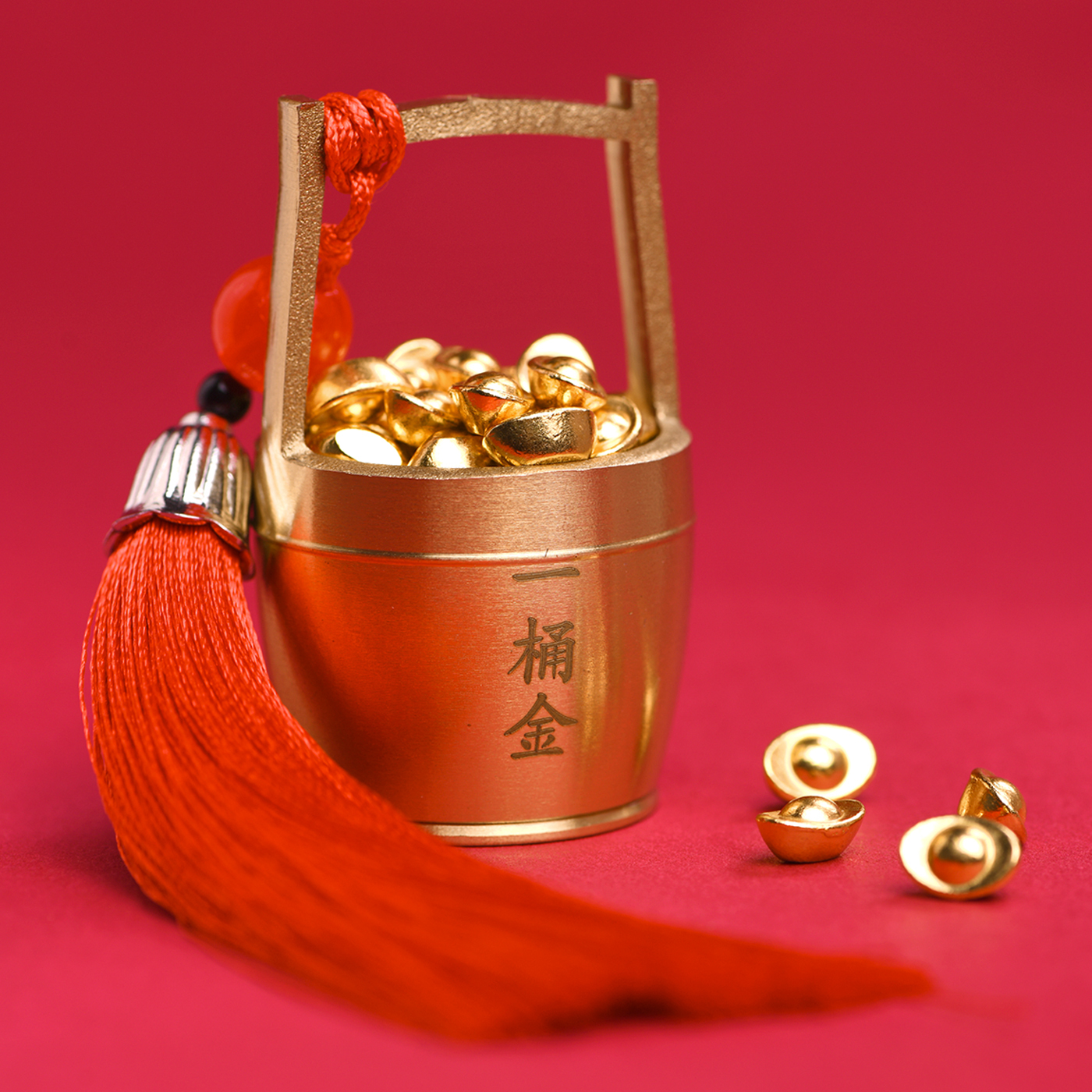 傳藝工坊- 『招財黃銅一桶金』招財小物辦公桌