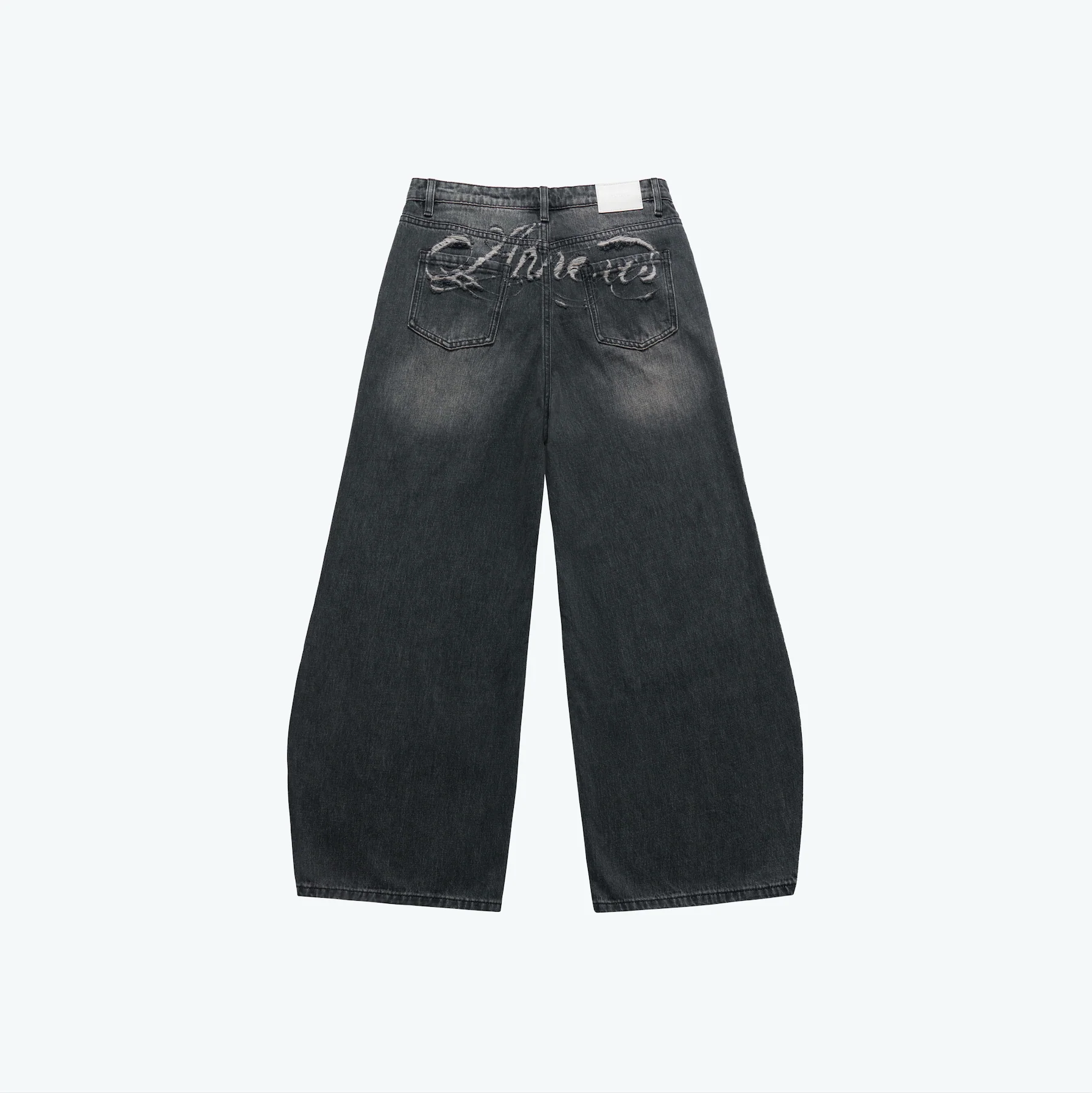 Sense Store Damage Denim Barrel Leg Jeans - Coal Black | L25-36