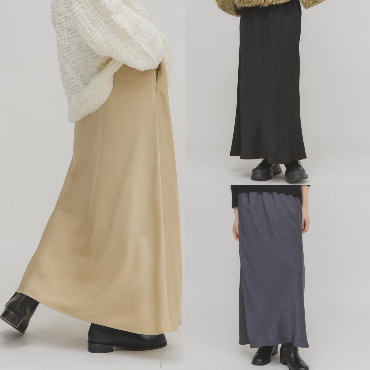 先行特價預購┃日本 KBF 不規則緞紋 窄裙 長裙